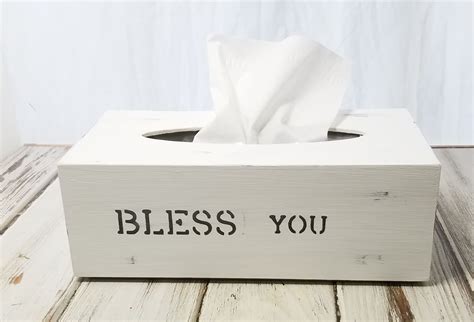 metal tisdue box cover bless you|Wood & Metal Bless You Tissue Box Cover.